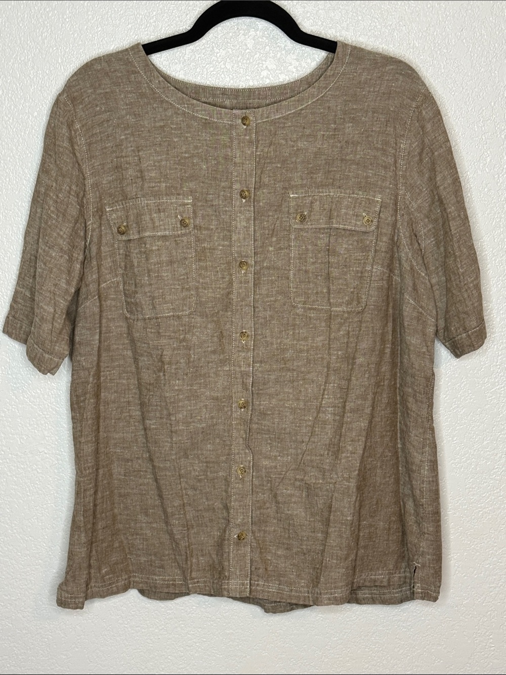 Duluth Trading Co. Tan Hemp & Organic Cotton Button Down Shirt Size XL